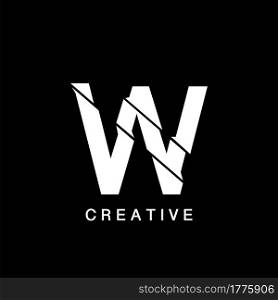 Initial W Letter Flat Logo Abstract Technology Vector Design Concept.