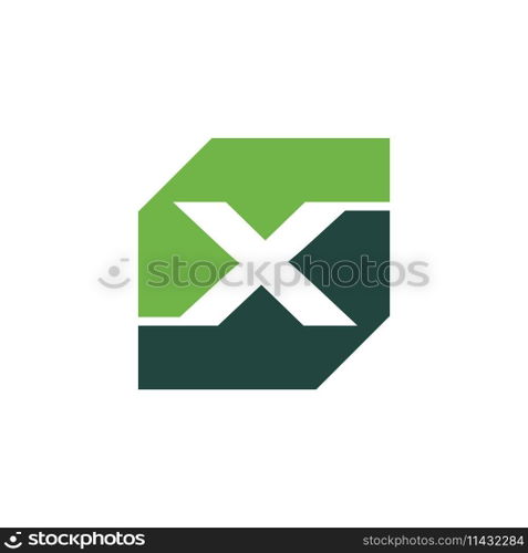 initial X rectangle logo vector Template