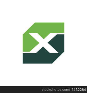 initial X rectangle logo vector Template
