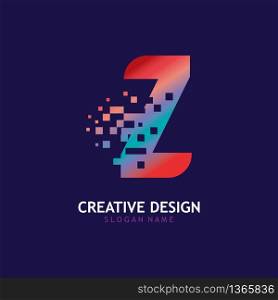 Initial Z Letter Design with Digital Pixels logo vector
