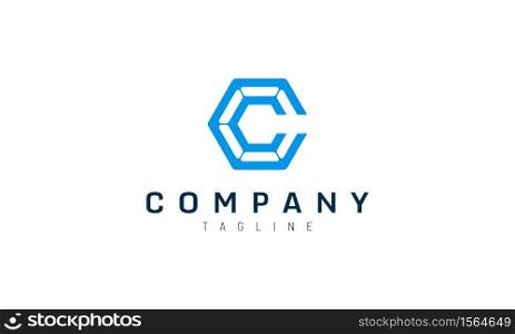 initials design letter C in blue. logo for technology companies