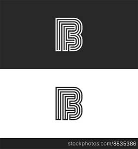 Initials fb logo monogram simple parallel thin vector image