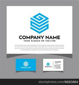 Initials gs logo with a business card Royalty Free Vector