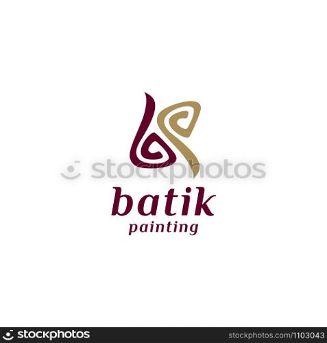 Initials Monogram B and P Batik Paint Traditional Tribal Logo Design
