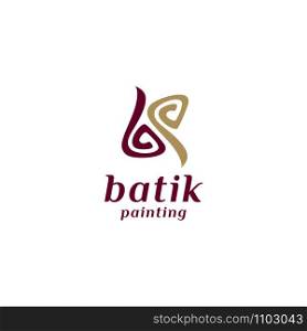 Initials Monogram B and P Batik Paint Traditional Tribal Logo Design