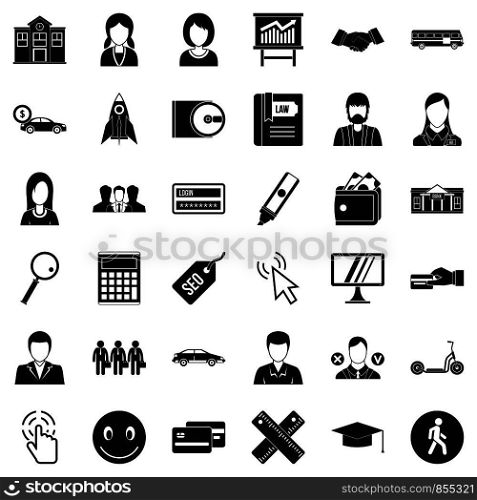 Initiation icons set. Simple style of 36 initiation vector icons for web isolated on white background. Initiation icons set, simple style