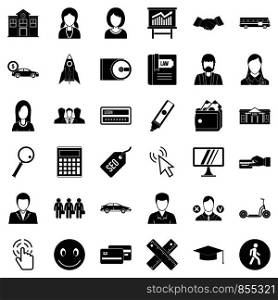 Initiation icons set. Simple style of 36 initiation vector icons for web isolated on white background. Initiation icons set, simple style