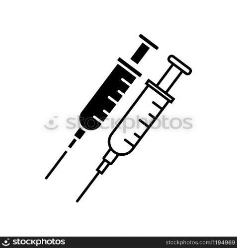 Injection icon vector symbol, medical instrument
