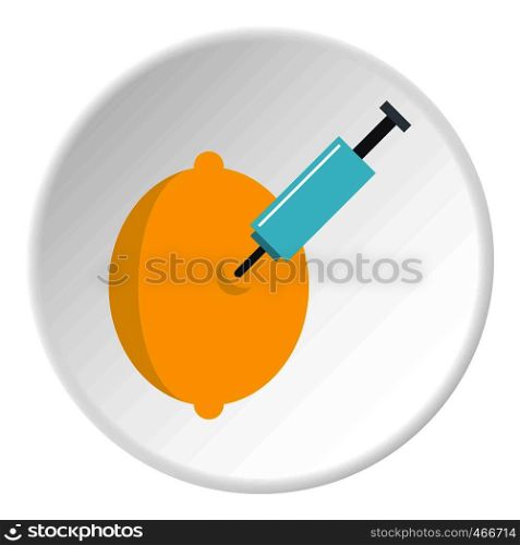 Injection of lemon icon in flat circle isolated on white background vector illustration for web. Injection of lemon icon circle