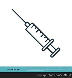 Injection Syringe Medical Icon Vector Logo Template Illustration Design. Vector EPS 10.