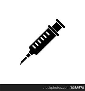 Injection Syringe Needle, Medical Tool. Flat Vector Icon illustration. Simple black symbol on white background. Injection Syringe Needle Medical Tool sign design template for web and mobile UI element