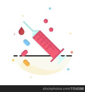 Injection, Syringe, Vaccine, Treatment Abstract Flat Color Icon Template