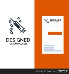 Injection, Syringe, Vaccine, Treatment Grey Logo Design and Business Card Template