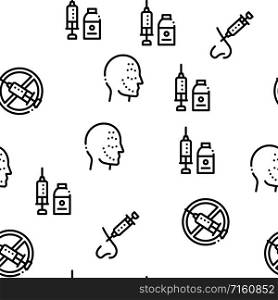 Injections Seamless Pattern Vector Thin Line. Illustrations. Injections Seamless Pattern Vector