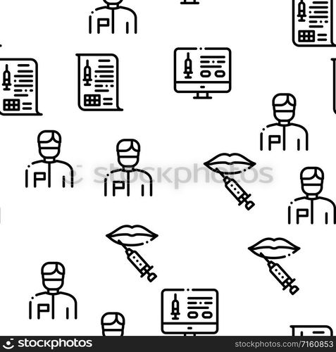 Injections Seamless Pattern Vector Thin Line. Illustrations. Injections Seamless Pattern Vector