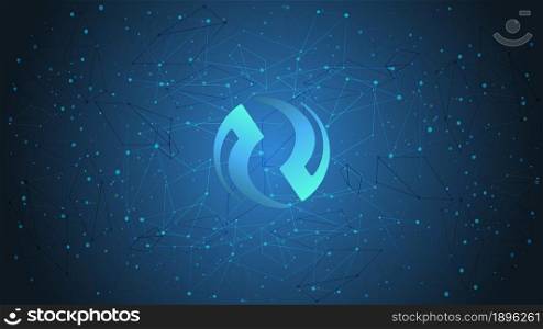 Injective Protocol INJ token symbol of the DeFi project cryptocurrency theme on red polygonal background. Cryptocurrency coin logo icon. Decentralized finance programs. Vector illustration.