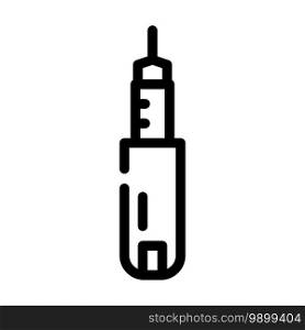 injector insulin line icon vector. injector insulin sign. isolated contour symbol black illustration. injector insulin line icon vector illustration