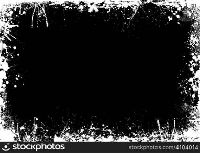 Ink and paint splat border in negative black and white
