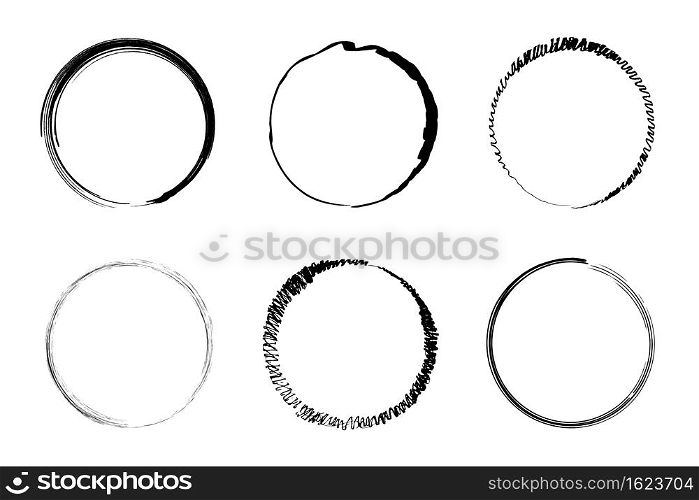 Ink circle icon. Grunge round frame. Abstract texture. Design element. Hand drawn. Vector illustration. Stock image. EPS 10.. Ink circle icon. Grunge round frame. Abstract texture. Design element. Hand drawn. Vector illustration. Stock image.