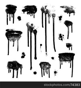 Ink drops. Grunge paint. Design element set.. Ink drops. Grunge paint. Design element set. Vector Illustration, Isolated on white