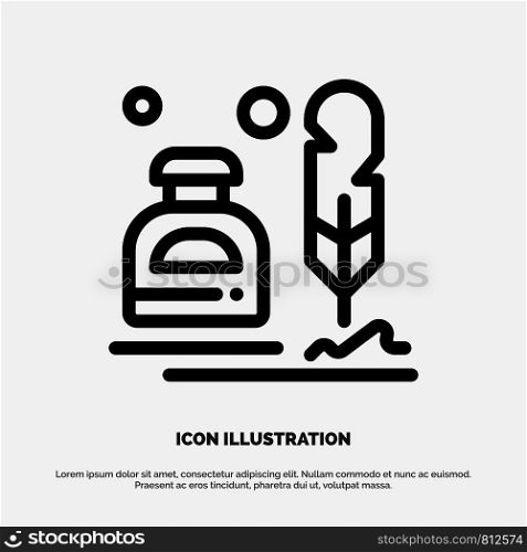 Ink, Erite, Fur, Letter, Office, Line Icon Vector