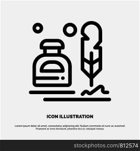 Ink, Erite, Fur, Letter, Office, Line Icon Vector