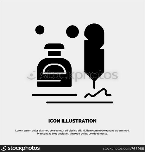 Ink, Erite, Fur, Letter, Office, solid Glyph Icon vector