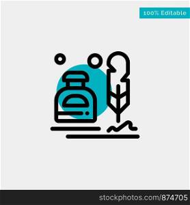 Ink, Erite, Fur, Letter, Office, turquoise highlight circle point Vector icon