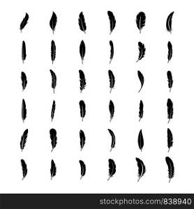 Ink feather icon set. Simple set of ink feather vector icons for web design isolated on white background. Ink feather icon set, simple style
