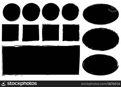 Ink geometric figure icon. Square, rectangle, oval, circle. Isolated black elements. Vector illustration. Stock image. EPS 10.. Ink geometric figure icon. Square, rectangle, oval, circle. Isolated black elements. Vector illustration. Stock image.