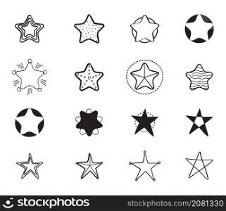 Ink hand drawn stars vector set. Star rating sign in doodle style on white background. Scribble geometric brush shining. Ink hand drawn stars vector set. Star rating sign in doodle style on white background.