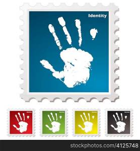 Ink hand print identity stamp with colour variation