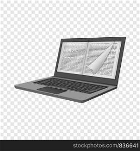 Ink laptop reading mockup. Realistic illustration of ink laptop reading vector mockup for on transparent background. Ink laptop reading mockup, realistic style