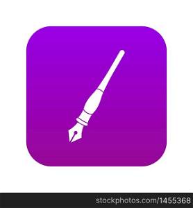 Ink pen icon digital purple for any design isolated on white vector illustration. Ink pen icon digital purple