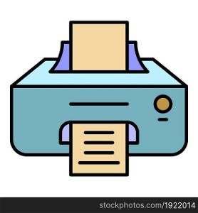 Ink printer icon. Outline ink printer vector icon color flat isolated on white. Ink printer icon color outline vector