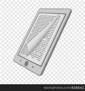 Ink reader tablet mockup. Realistic illustration of ink reader tablet vector mockup for on transparent background. Ink reader tablet mockup, realistic style