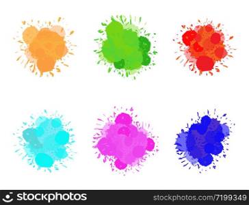 Ink splashes set vector. Bright watercolor spots isolated on the white background.. Ink splashes set vector. Bright watercolor spots isolated