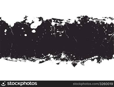 Ink splat banner with white background and black grunge effect