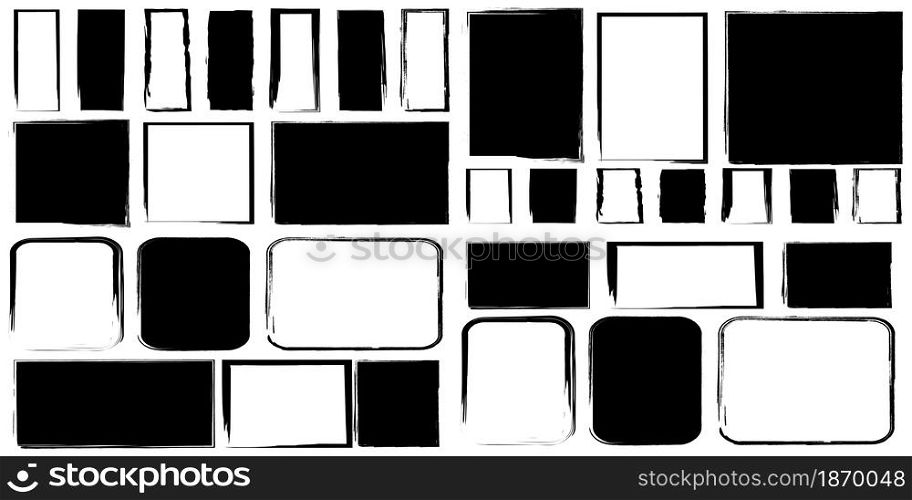 Ink square, rectangle sign. Geometric figure icon. Isolated black elements. Art design. Vector illustration. Stock image. EPS 10.. Ink square, rectangle sign. Geometric figure icon. Isolated black elements. Art design. Vector illustration. Stock image.