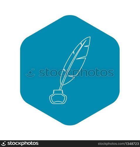 Ink with pen icon. Outline illustration of ink with pen vector icon for web. Ink with pen icon, outline style