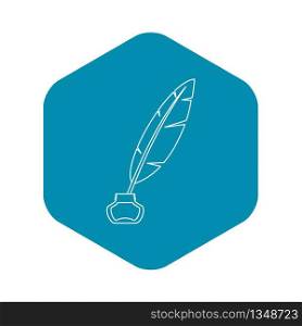 Ink with pen icon. Outline illustration of ink with pen vector icon for web. Ink with pen icon, outline style