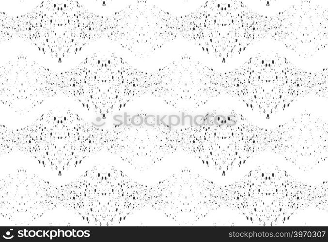 Inked rough textured waves on white.Hand drawn with ink seamless background.Monochrome rough texture.