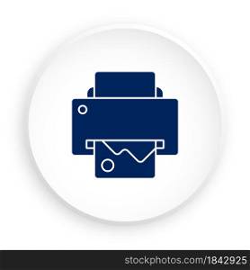 inkjet printer icon in neomorphism style for mobile app. Button for mobile application or web. Vector on white background