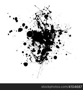 Inky black splat with abstract shape and room to add text