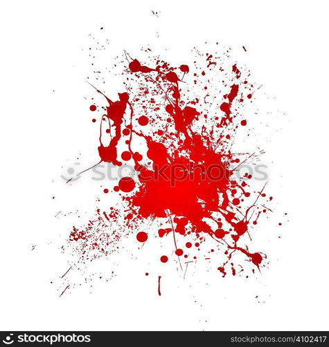 Inky blood splat with a red abstract shape