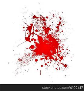 Inky blood splat with a red abstract shape