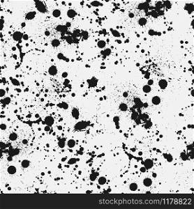 Inky blots seamless pattern. Grunge dirty vector texture. Grunge blach inky blots seamless pattern design