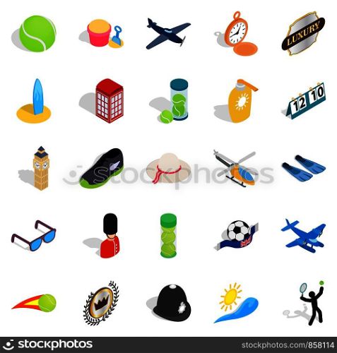 Inning icons set. Isometric set of 25 inning vector icons for web isolated on white background. Inning icons set, isometric style