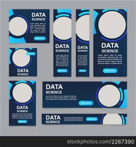 Innovation and data science web banner design template. Vector flyer with text space. Advertising placard with customized copyspace. Printable poster for advertising. Arial font used. Innovation and data science web banner design template