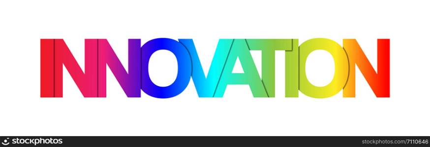 INNOVATION. Colorful color banner, lowercase letters, gradient color